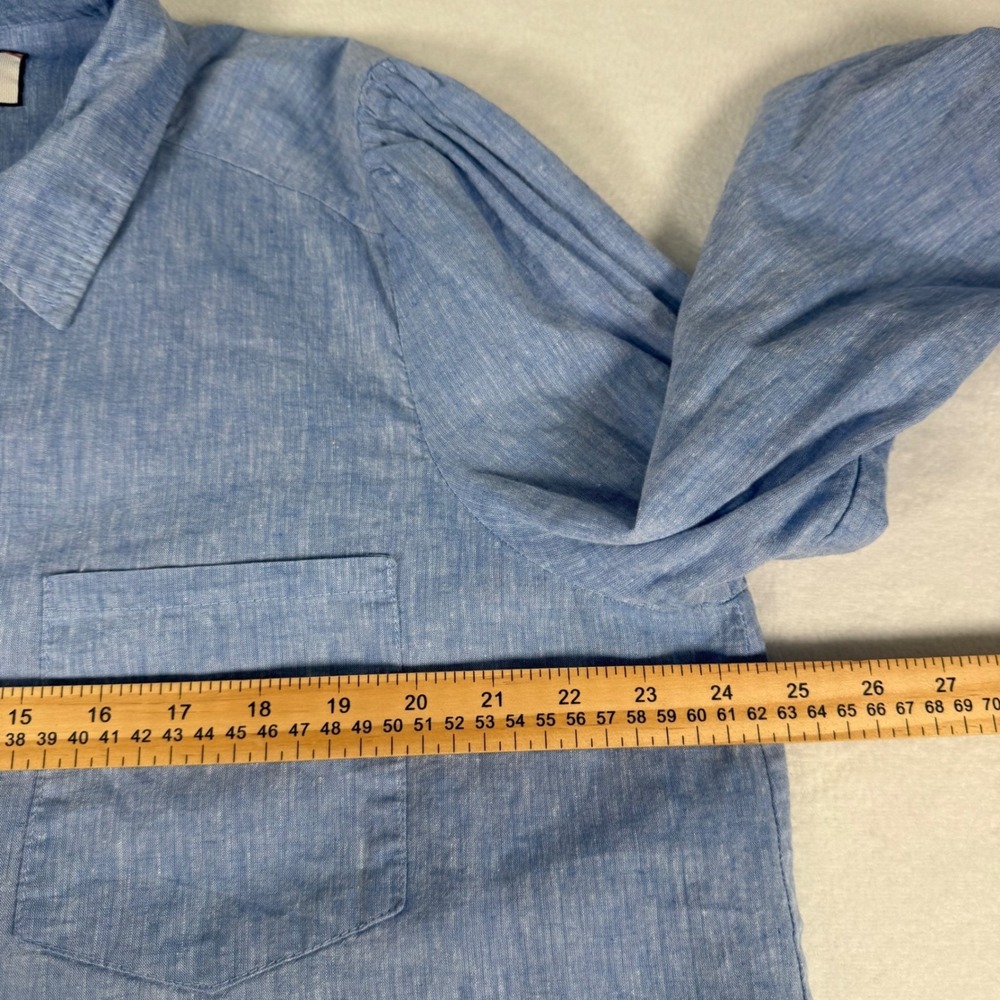 Tuckernuck Tunic Dress Womens XXL Blue Cotton Coastal Ruffle Puff Sleeve Pockets - Picture 5 of 9